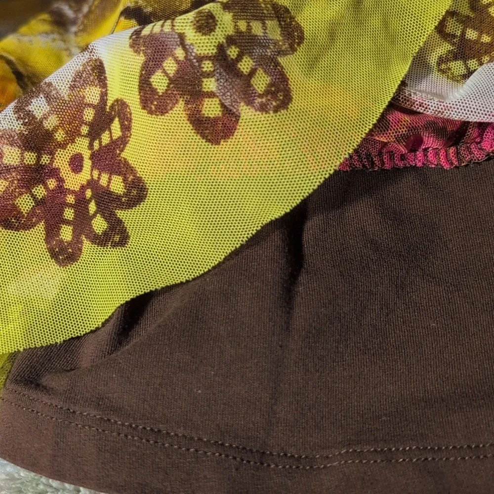 Y2K The‎ Children's Place Brown and Pink Floral Groovy Print Girls Dress 4T - Picture 7 of 8